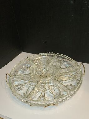 Vintage Anchor Hocking "Early American Prescut" (EAPC) glass lazy susan.